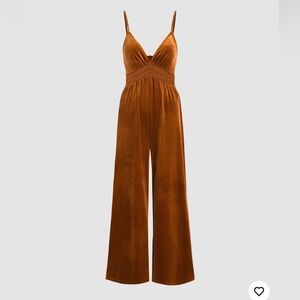 Cider. New with tags. Orange velvet jumpsuit.